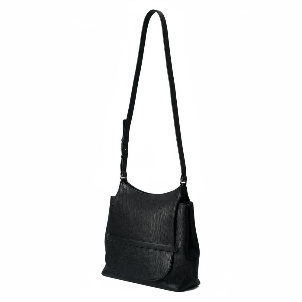 The Row Sideby Black Pebbled Leather Crossbody Bag Shoulder Luxury Authentic